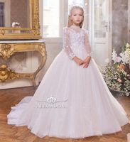 Girl Dresses Gorgeous 2023 White Flower Girls Dress for Wedding Bambini in pizzo Princess Party Gowns Birthday Birthday