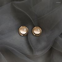 Brincos de garanhão simples 925 Sterling Silver Korean Round Opal Line Gold For Women Classic Elegant Charm Jewelry Gift Aez152