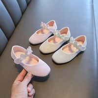 Zapatos planos sandalias de niña perla arco bownot diamante princesa de cuero para niños suave