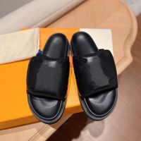 Miami Mules Hook and Loop Impronta pantofole in pelle di oversize Lettera di oversize da donna Donne Black White Designer Slide Unisex 35-45