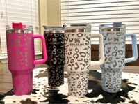 stanley PINk quencher 40oz tumbler Leopard Print stainless s...