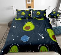 Zestawy pościeli z kreskówki Zestaw awokado śmieszne owoce kołdra kołnierzowe łóżko dla dzieci geometryczne łóżka łóżka