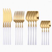 Set di stoviglie strumenti da tavolo in acciaio inossidabile posate forche in oro bianco cucchiai coltelli set da cucina da matrimonio dropshopping