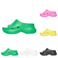 Damenschuhen Paris Croc Pool Slide Sandalen Luxusdesigner Sandale Schwarzes grün rosa weiß gelb Mode Sommer Beachschuhe