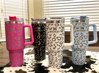 stanley quencher 40oz tumbler leopard print with Logo handle...