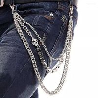 КЛАЧИНА Панк хип -хоп серебряный цвет металлический череп брюк цепь ключи для мужчин унисекс рок -мод