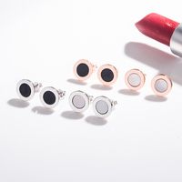 s925 Sterling silver stud round brand black agate white frit...