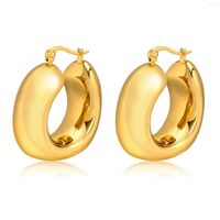Hoop Ohrringe klobig dicke Huggie -Ohrring Frauen vergoldete Edelstahlrohr moderne geometrische Medium Hoops