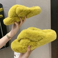 Slippers Summer Fluffy Raccoon Fur Slippers Shoes Women Real...