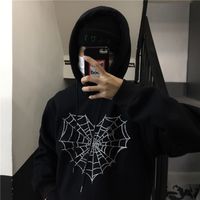 Hoodies pour hommes Sweatshirts hip hop streetwear tops homme vêtements décontractés punk oversize hommes spider web grunge gothic hooded 230310