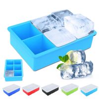 Big 5cm Ice Cube Trays for Freezer Silicone Cubitera Ice Cube Mold with Lid  Large Square Ice Ball Maker for Cocktail Whisky