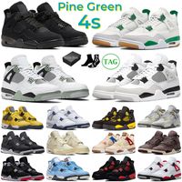 Box Pine Green 4 Basketball Shoes 남성 여성 점프 맨 4S 군사 검은 고양이 자정 해군 흰색 시멘트 광자 먼지 레드 썬더 남성 트레이너 야외 운동화
