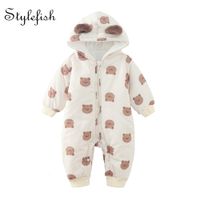 Rompers Winter Infant Clothing Plush Darm Bear Bear Print Beachuit Bemsuit عالي الجودة رومب 230311