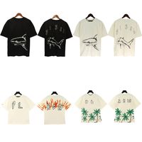 2023 Tees Erkek Tişörtleri Kadın Tasarımcı Tişörtleri Uzun Kollu Palms Üstler Luxurys Mektup Tshirts Giyim Giyim Kısa Kollu Yaz