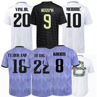 22 23 선수 팬 축구 유니폼 3 번째 벤제마 레알 마드리드 카미 세타 2022 2023 Alaba Vini Jr Camavinga Tchouameni Rudiger Kroos Modric Football Kids Shirt 4XL