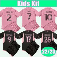 2022 23 Inter Miami CF Kids Kit Soccer Jerseys Inter Yedlin Mota Higuain Gregore Home Away Football Shirt Kort ärmuniformer