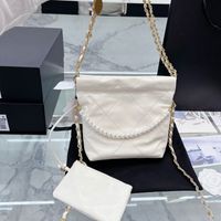 Küçük çanta beyaz tasarımcı çanta kadınlar çanta kanalı çapraz kanal çanta moda alışveriş çantası inci zinciri seyahat omuz çantası mini zincir çantası kadın cüzdan