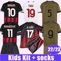 22 23 Ibrahimovic Kit Kit Soccer Maglie Romagnoli Bennacer Theo Tonali Brahim Kessie a casa 3a 4a camicie da calcio