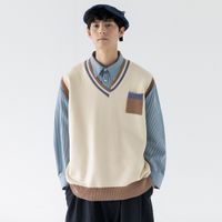 Hommes s gessions y2k collège pulls tricotés hommes velours de couleur minoritaire pour les hommes et les femmes hiver japonais sweater vintage 230313