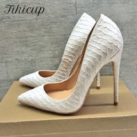 Kleiderschuhe Tikicup White Effect Frauen sexy Muster Stiletto High Heels 12 cm 10 cm 8 cm Anpassung Lady Popfy Pumps Chic Party 230313