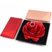 Jewelry Pouches Delicated Folding Flower Ring Box Rotating R...