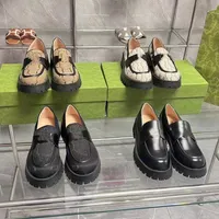 Autumn Horsebit Loafer Canvas Shoes Net Celebrity with Bee Small Leather Shoes 플랫폼 플랫폼 여성 신발 02