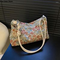 Bag Vintage Women Totes Elegante Blumenstickerei Handtaschen Schultertasche für Party Hochzeit Damen Taschen Brieftaschen Brieftaschen