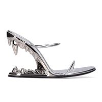 Metal High- heeled Sandals Hollowed- out Fangs Profiled Heels ...
