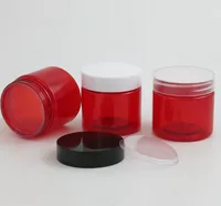 Großhandel 2 Unzen runde Leckdosen rote Kunststoffbehälter Gläser mit Deckel 60 g für Reisebereich Make -up Cosmetic Lotion Scrubs Creme 30pcs