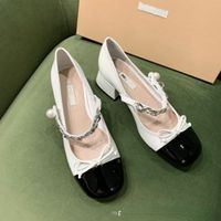 MI Luxe Mary Jane schoenen Designer Echte lederen zomer Vrouwen schoenen Pearl bowtie modeschoenen voor vrouwen