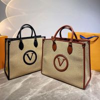 Women Fashion Classic Totes Bag Letter Print Handbags Kints Bag Wascal Carge Tote Straw Beach Facs