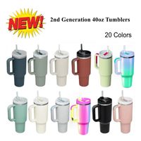 1pc New 40oz Stainless Steel Mugs With Silicone Handle Lid S...