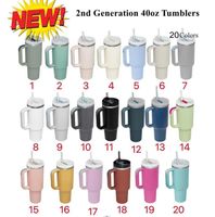 1Pc 40oz 2nd stainless steel tumbler with handle lid straw b...