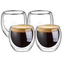 100% новая мода бренда 4pcs 80 мл двойной стены изолированные эспрессо чашки пить чайные латте кофейные кружки виски стеклянные чашки Drinkware2565