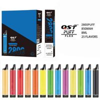 Orijinal QST Puff Flex Tek Kullanımlık Vape 2% 5% E Sigara 2800 Puflar 850mAH 8ml Ön Doldurulmuş Pods Kartuşlar 25 Renk Buharlaştırıcılar Elektronik Sigaralar