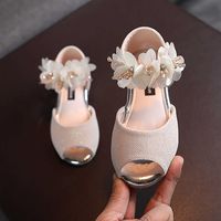 Sandals Summer Girls Rhinestone Flower Shoes Simple Low Heel...