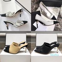 2023 New Fashion High Heels Ladies Dress Shoes Sandals 스프링 가을 라운드 발가락 박스 가방 디자이너 살구 8cm 35-41