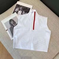 Womens Knits Tees Summer Gilet Camicetta senza maniche Camicie Maglione Cerniere Collo alto Slim Striied Vest Shirt Design 23ss