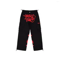 Herrenhose Minus Two Cargo Harajuku Casual Loose Punk Rock Straight Wide Leg Hose Streetwear Y2K Pant Retro Street Trend Overalls
