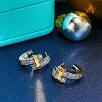 Pendientes de aretes de forma redonda de lujo con diamantes diseñador de joyería de acero inoxidable de moda al por mayor