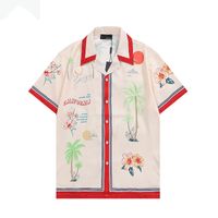 23SS Дизайнерская рубашка Мужчина на пуговицах рубашки для печати боулинг рубашка Hawaii цветочные повседневные рубашки Мужчина Slim Fit Платье с коротким рукавом гавайская футболка