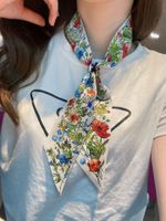 6 100cm Tasarımcı Harfleri Baskı Çiçek İpek Eşarp Kafa Bandı Kadınlar Moda Eşarpları Omuz Tote Bagaj Şerit Kafa Çift Şerit