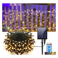 Led Strings Garden Outdoor Solar String Fairy Light 100M 1000Leds Waterproof Garland Large Panel Lamp Christmas Decoration Drop Deli Dhjre