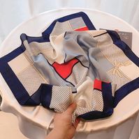 9style letras coreanas de grife impressão de lenço de seda para a cabeça para mulheres moda longa manuse