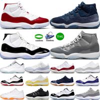 11s scarpe da basket da pallacanestro da donna ciliegia bassa grigio da uomo grigio da uomo mezzanotte gamma blu allenatori blu sport sneaker all'aperto dimensioni 36-47