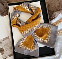 11style letras de moda imprimida imita seda lenço de pescoço para mulheres lenços de manada longa lenços de bolsa de bagagem de bagagem de fita de fita 150-15cm