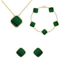 Green Clover Necklace Designer Jewelry Set Pendant Necklaces...