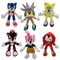 Плюшевые куклы 28 см сверхзвуковой плюшевой игрушечной игрушки Sonic Mouse Sonic Hedgehog 6 Обычные стили