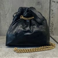 Schiaccia la borsa nera piccola tote in pelle di oro antico sacchetti da donna a tracolla a catena a catena a catena di chiusura della chiusura borsetta borsetta