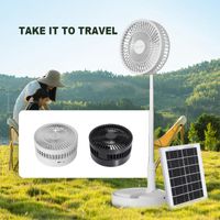 Pil şarj edilebilir 5200mAh 8 in '' katlı ayakta duran fan 3 hızları açık hava kampı için taşınabilir güneş fanı